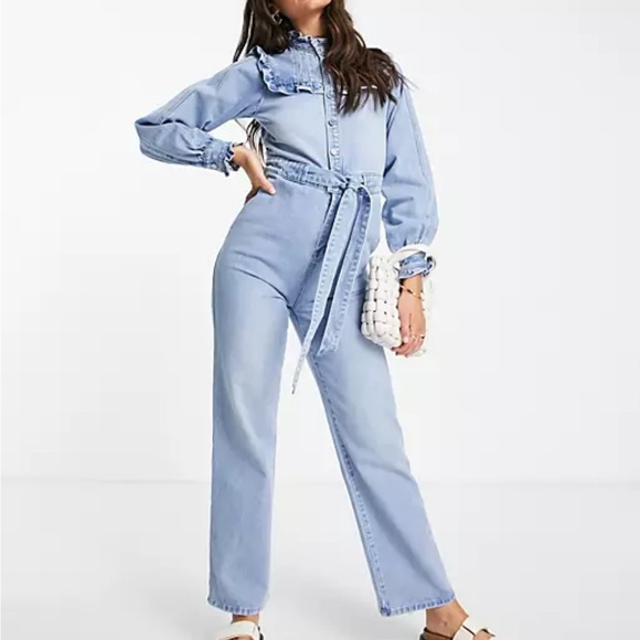 NWOT Lost Ink ruffle detail denim jumpsuit - Picture 3 of 4